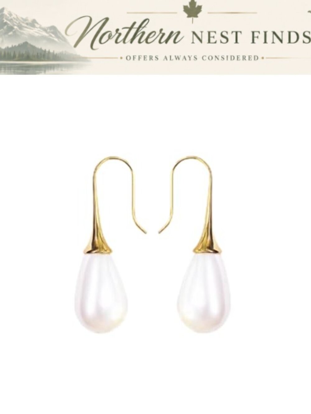 Pearl Gold Hoop Earrings Freshwater 14k Gold Huggie Drop Earrings Women